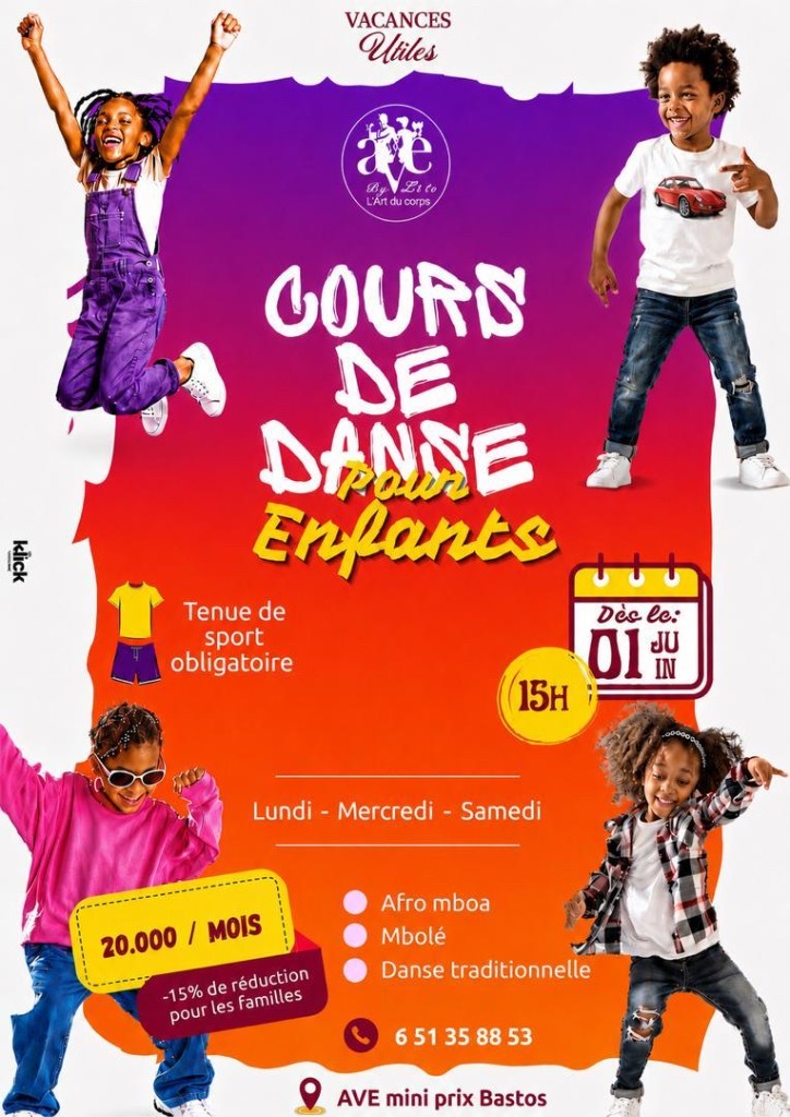 Affiche des cours de danse enfants AVE FITNESS